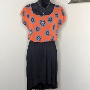 Orange and black floral print